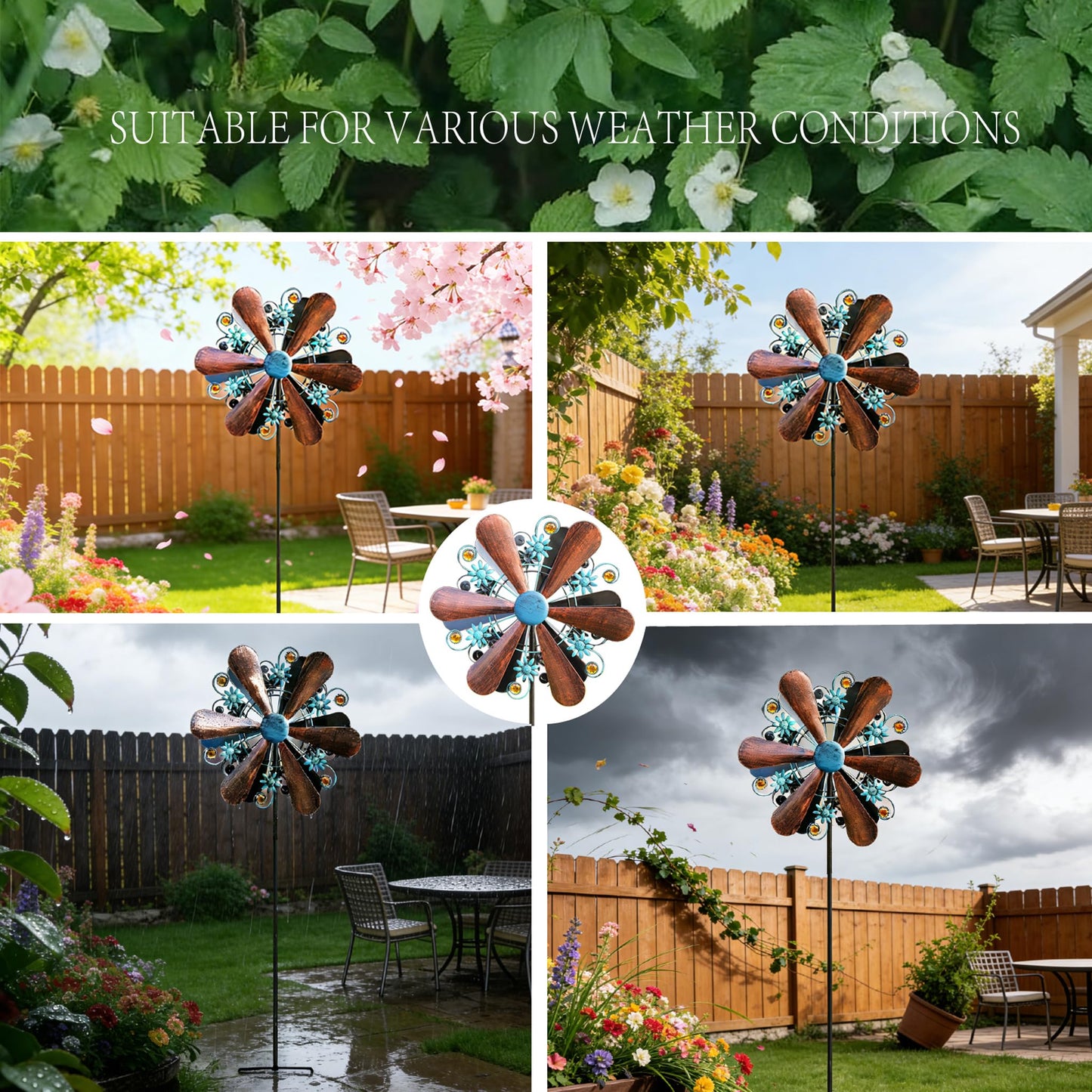 WENYLE Wind Spinners Outdoor Metal Large 360 Degrees Kinetic Wind Sculptures& Spinners Yard Art Outdoor Garden Decor