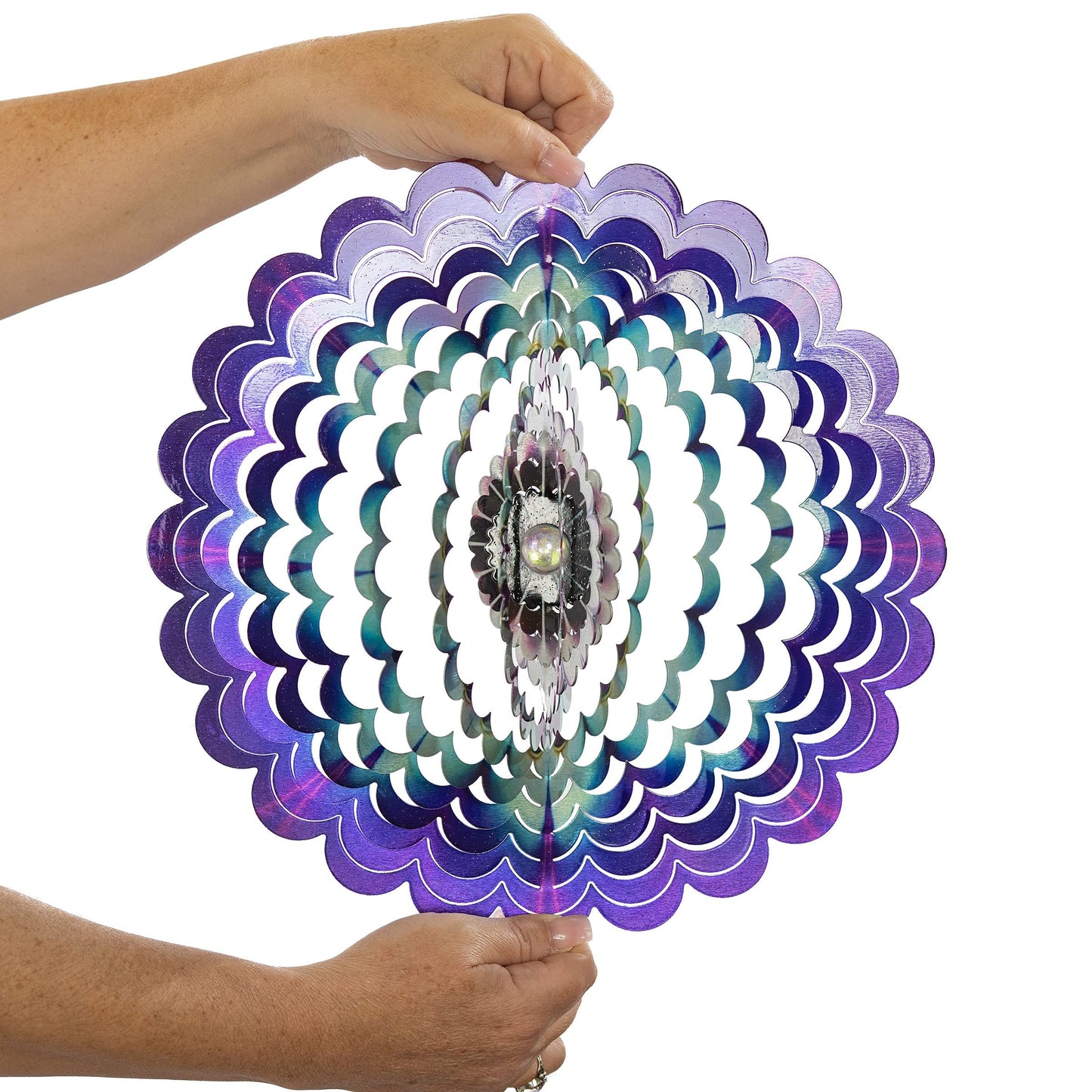 VP Home Floral Burst Mandala Kinetic Wind Spinner for Yard and Garden Wind Spinner Outdoor Metal Large Hanging Mandala Decor 3D Garden Art Wind Sculpture Spinners