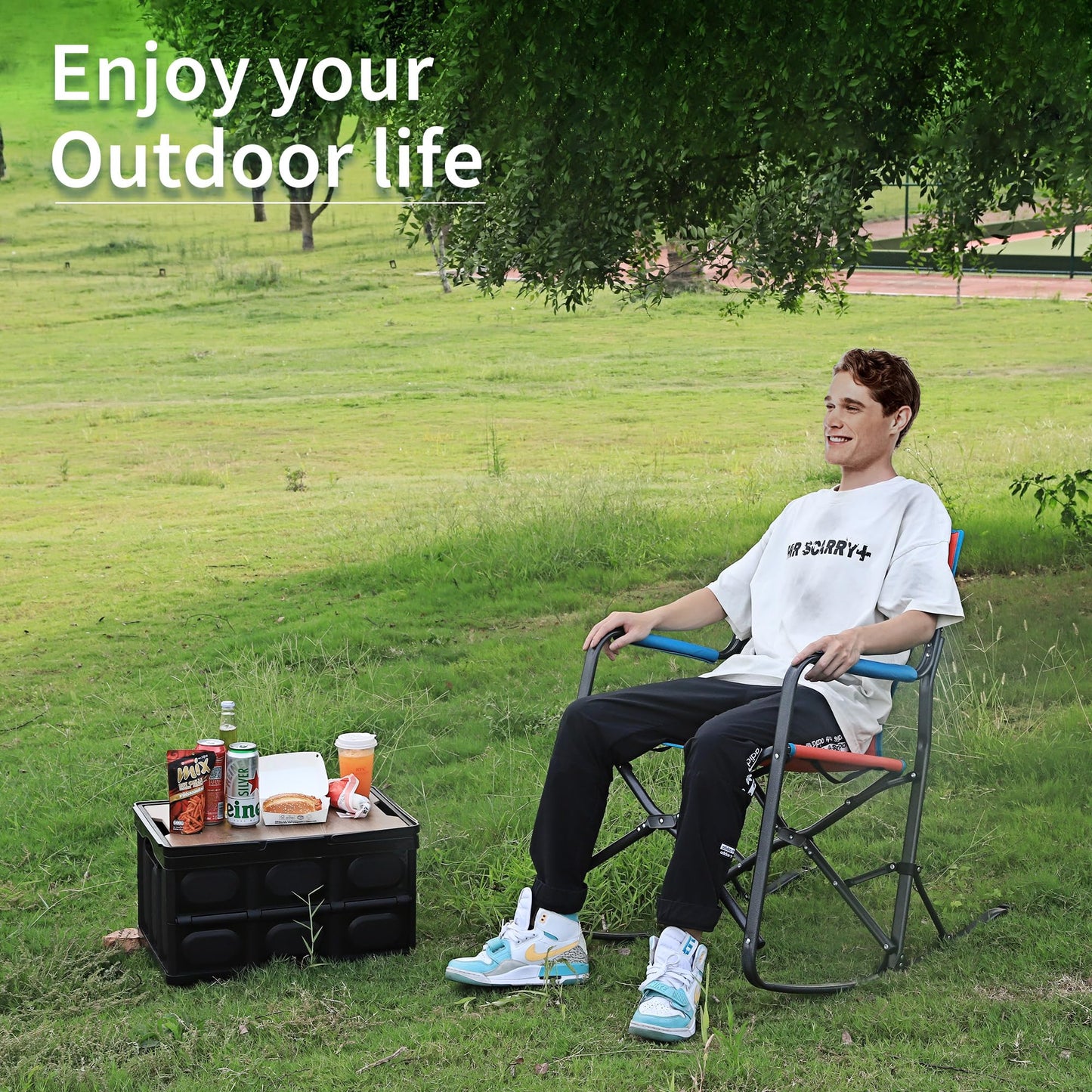 Northroad Oversized Rocking Camping Chair, Portable Folding Director Chair, Rocker Camp Chair for Outdoor Backyard Patio Lawn Garden