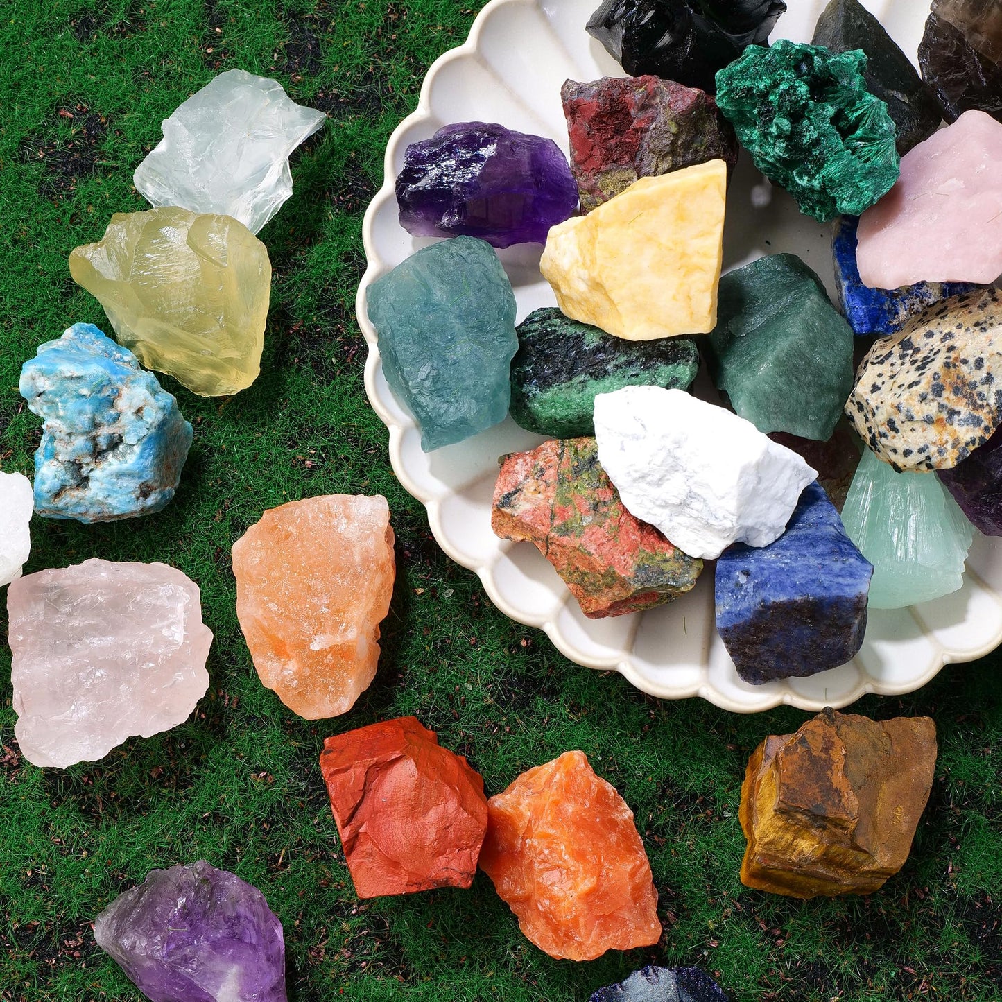 Apengshi 1.2-2'' Green Aventurine Raw Stone Natural Crystal Healing Crystal and Stone Rough Rocks for Fountain Home Garden Decor Meditation