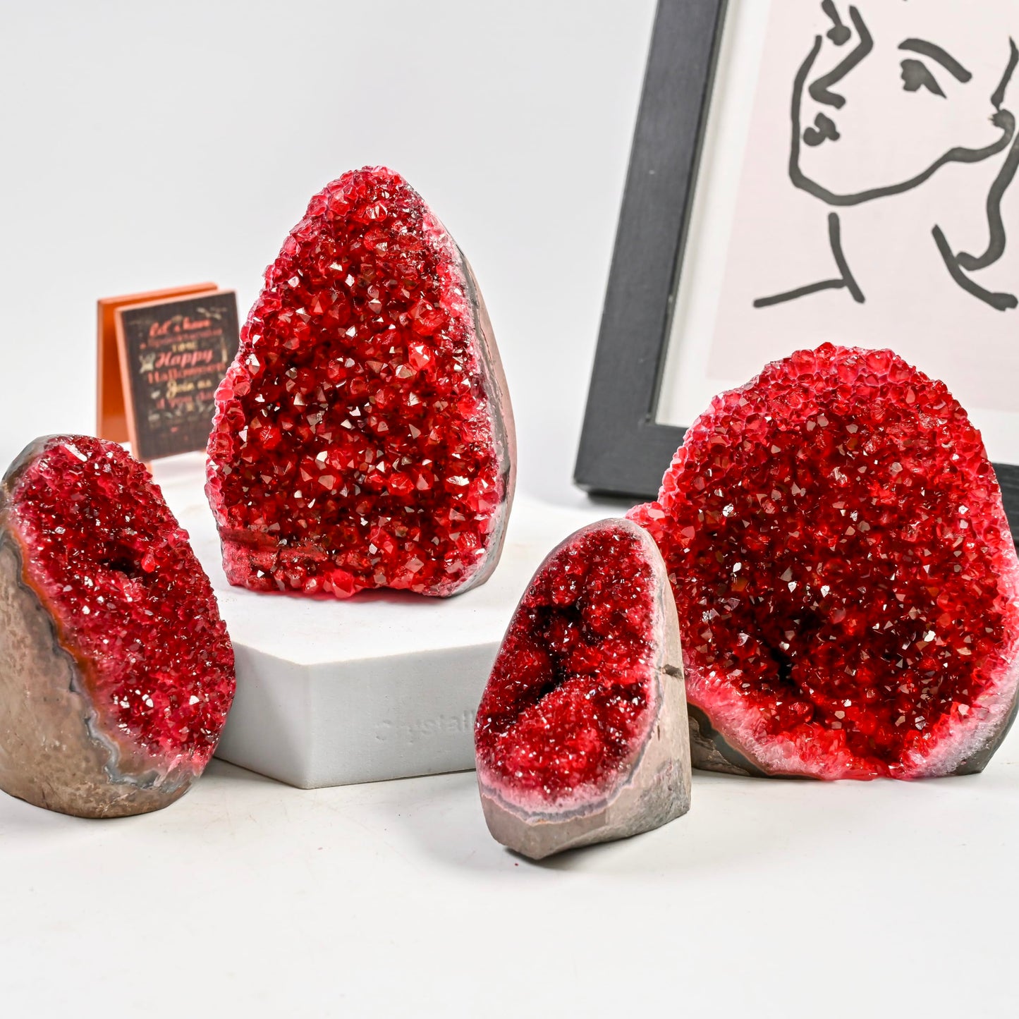 CrystalHola 1Pc Claret Raw Geode, 200-300g Quartz Cluster for Home Feng Shui Ornaments Energy Stone Healing Tools Meditation Feng Shui Decoration,Stone Display Piece, Mineral Specimen