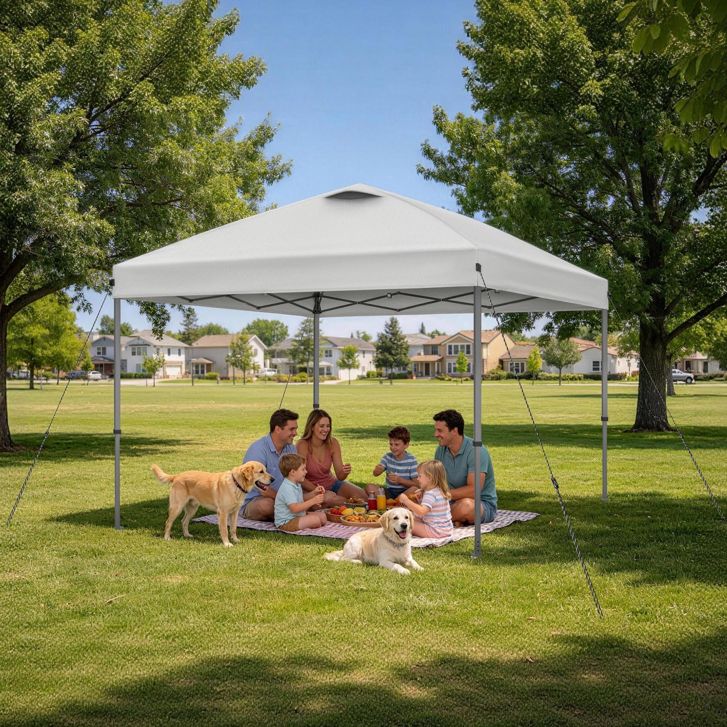 Explore Land 10x10ft Pop Up Canopy with One Push Setup Heavy Duty Outdoor Sun Shade Tent for Beach,Camping,Events,Parties(White)