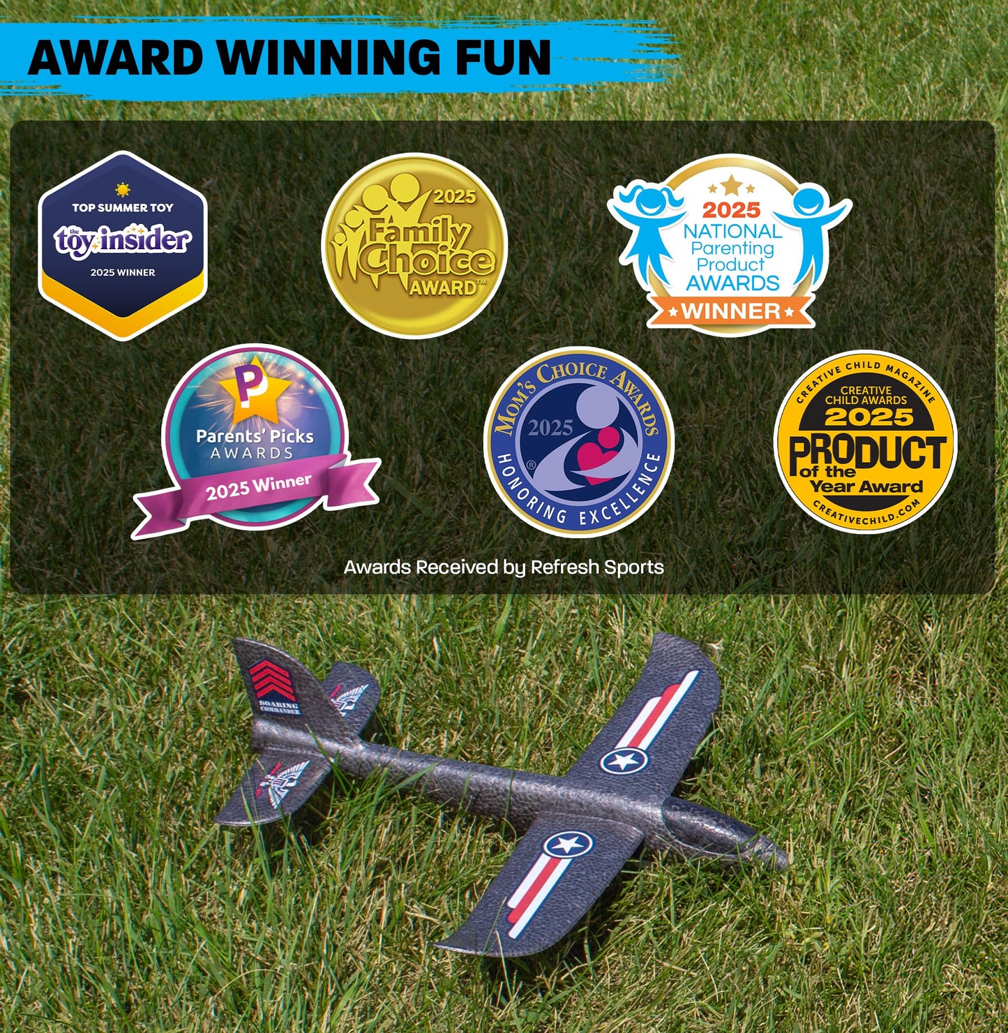 Foam Airplane Toy for Kids โ Easy to Throw Glider Plane - Gifts for Boys or Girls & Birthday Gift Ideas - Soft & Safe Outdoor Toy - Summer Gifting Ideas Present Ages 3 4 5 6 7 8 9 10 11 12 +