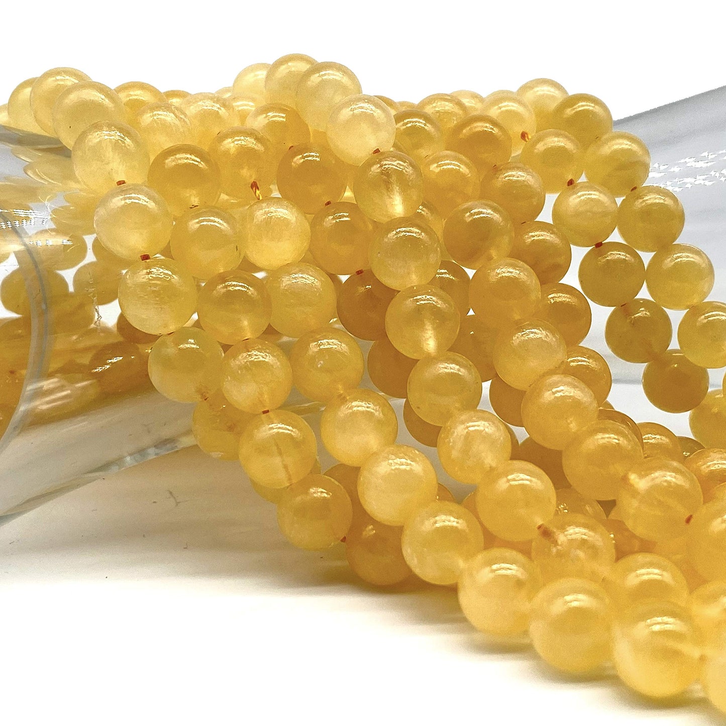 ABCGEMS Moroccan Golden Sunset Selenite Beads AKA Honey Calcite (Gorgeous Color- Mohs Hardness 4) DIY Jewelry Making Beading Supplies - Smooth Round 10mm