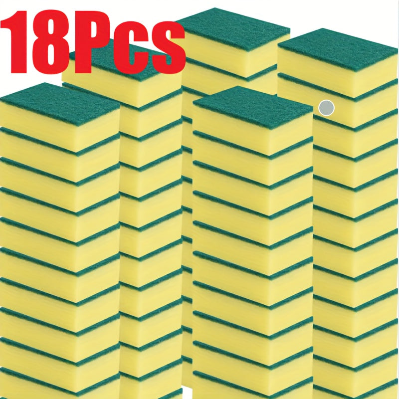18/36/46/56/66/72/76pcs Kitchen Sponges, Multi-Functional, Ultra Absorbent, Rust and Oil Remover, Double-Layer Grip Design, Suitable for Dishware, Cookware