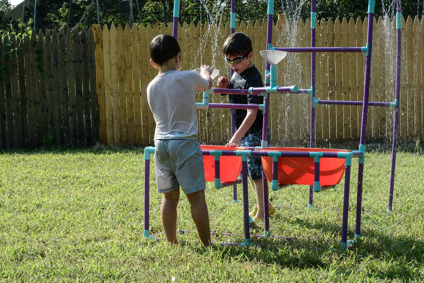 Milliard Water Park Sprinkler Toy for Kids, Outdoor Water Sprinkler with Splash Buckets, Water Table, and Faucets, Backyard Waterpark for Outdoor Summer Fun Activities