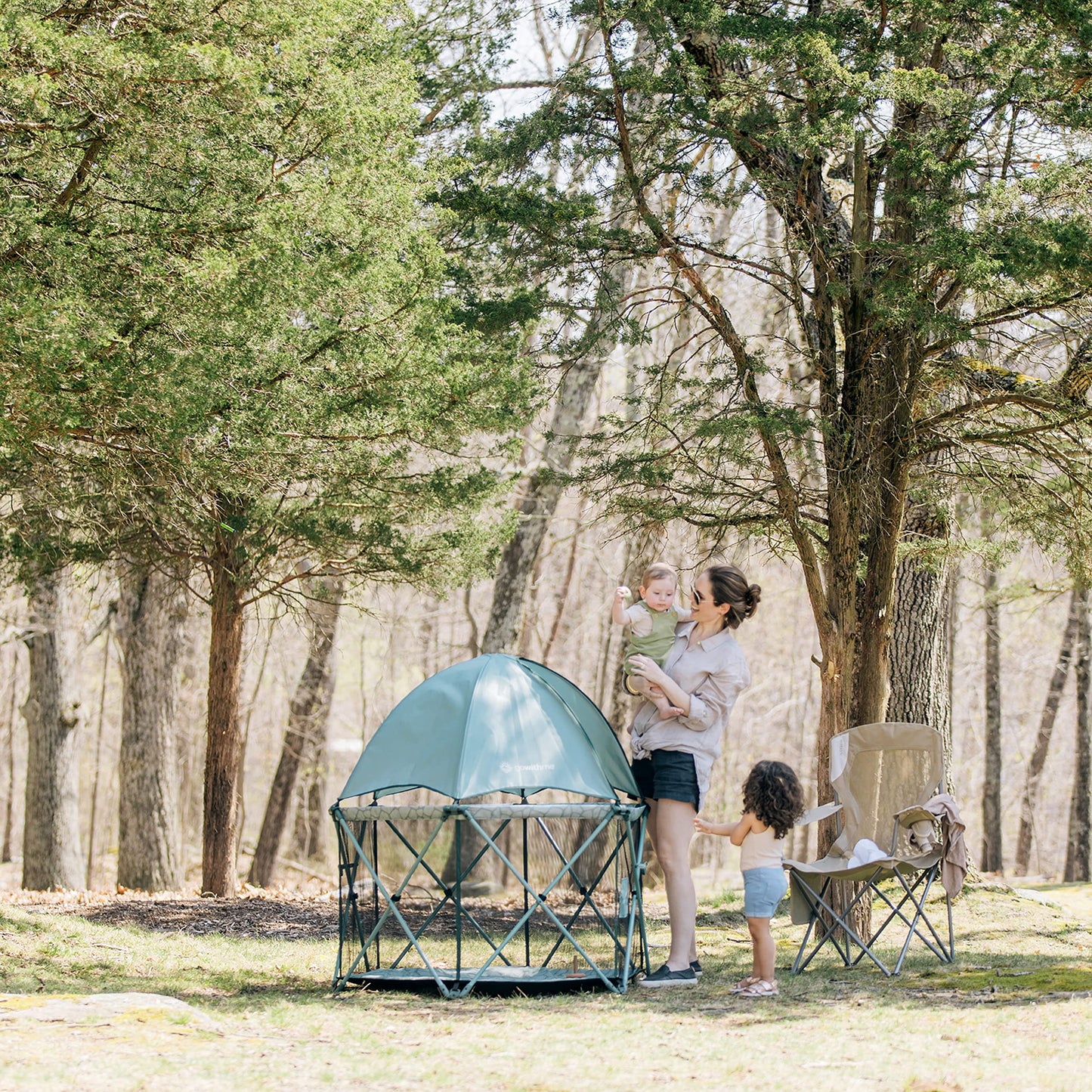 Baby Delight Go with Me Eclipse Deluxe Portable Playard | Playpen | Sun Canopy | Indoor and Outdoor | Ultra Padded Nylon Floor | Green Garden