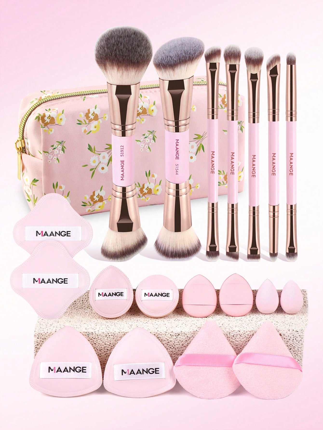 MAANGE 2pcs/5pcs/7pcs/20pcs/41pcs Makeup Tools Set Twin Head Makeup Brush Set With Blush Brush Foundation Brush Finishing Brush Loose Powder Brush Makeup Tools For Traveling