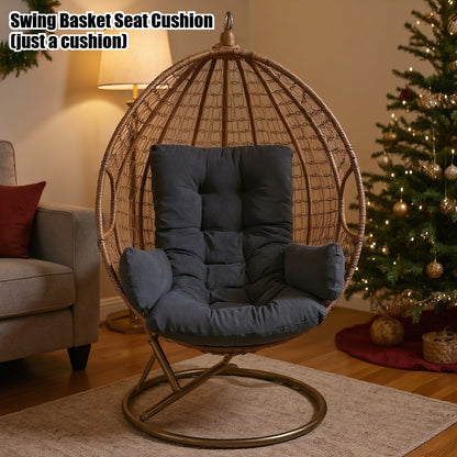 Bohemian Swing Chair Cushion with Removable Cover - Heavy-Duty All-Weather Indoor/Outdoor Seat Pad, Dark Grey/Light Grey, Soft Padding for Hanging Chairs, Balcony, Garden, Patio Furniture (Compatible with Hammocks, Pillows Not