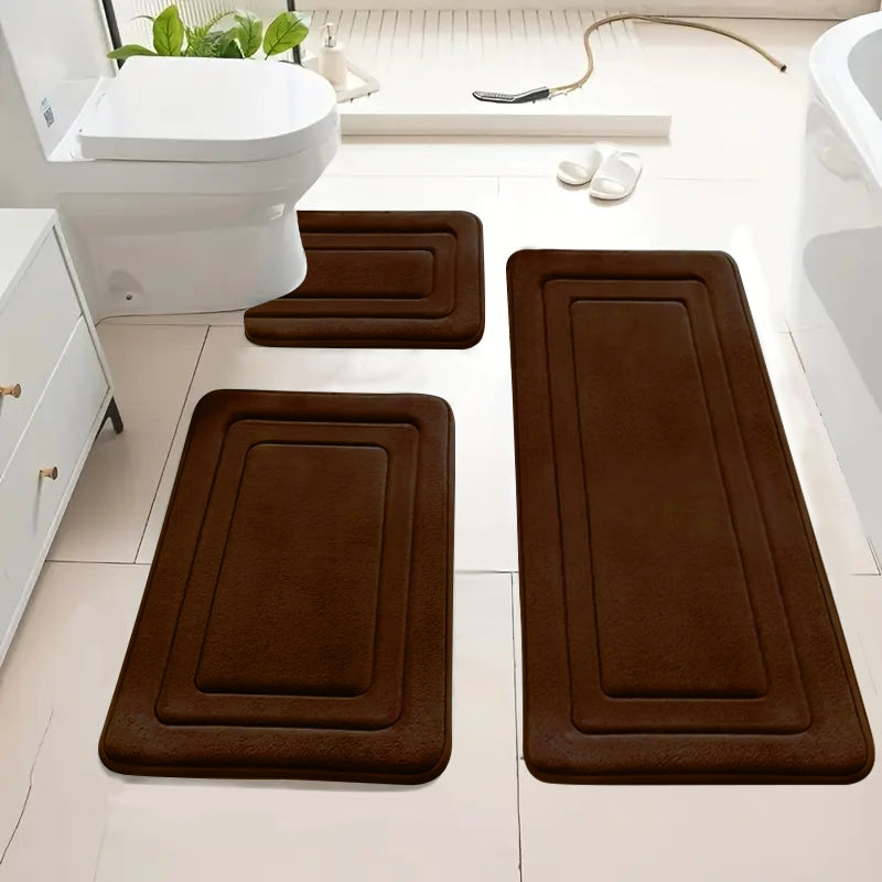 3-Pack Ultra Absorbent Bath Mats | Non-Slip Bathroom Rugs, Soft and Comfortable Polyester, Rectangle Shape, Machine Made, Universal Holiday Use