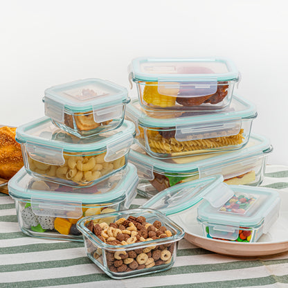 16pcs Sealed Glass Food Storage Containers, Lunch Boxes, Microwave Ovens, Ovens - Perfect For Salads, Fruits, Vegetables, And Sandwiches, Lunch Boxes | Sealed Storage | Durable Glass, Food Storage Containers (8 Lids+8 Containers)