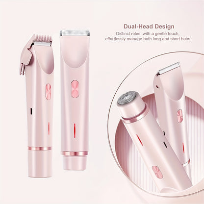 [2in 1 Bikini Trimmer] 2in 1 Rechargeable Bikini Trimmer for Women | Painless Body Razors And Facial Hair Remover for Bikini Leg Body Face Underarm, Cordless Body Shaver for Trip, Replaceable Lady Facial Razor, Mother& New Year's Day Gifts