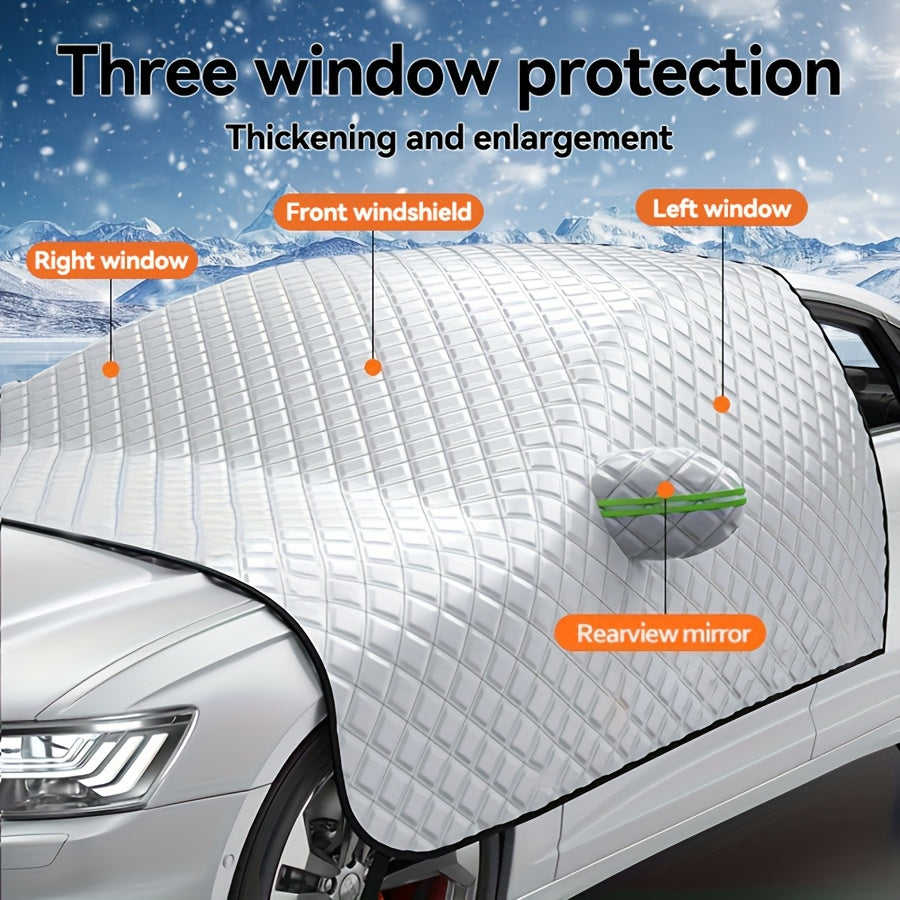Car Windshield Snow Cover Protection, Windproof Sunshade Cover for Cars, Compact SUV Sunshade Cover, Protection for Snow Ice UV Frost, Wiper & Mirror Protector