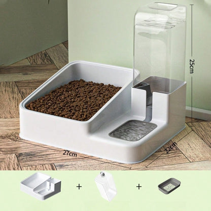LocalTwo-In-One Automatic Cat Water Dispenser Set-Detachable, Washable, Automatic Feeding Station, Indoor Cat Food Bowl