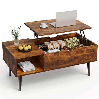 Versatile Lift Top Small Rising Wooden Dining Center Table - Elegant Black Coffee Table For Living Room - With Storage Shelf And Hidden Compartment, Ideal For Organizing And Enhancing Your Living Space
