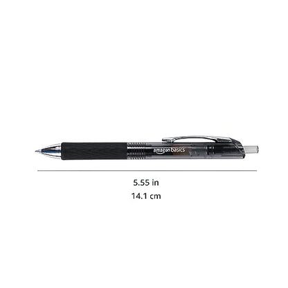 Amazon Basics Retractable Gel Pens, Fine Point 0.7mm, Smooth Writing, Black, No Smudge, School and Office Supplies, 12-Pack