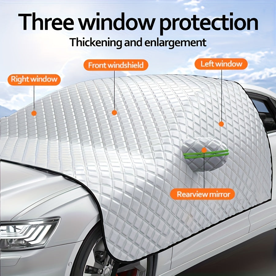 Car Windshield Snow Cover Protection, Windproof Sunshade Cover for Cars, Compact SUV Sunshade Cover, Protection for Snow Ice UV Frost, Wiper & Mirror Protector