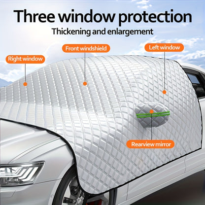 Car Windshield Snow Cover Protection, Windproof Sunshade Cover for Cars, Compact SUV Sunshade Cover, Protection for Snow Ice UV Frost, Wiper & Mirror Protector