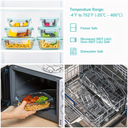 16pcs Sealed Glass Food Storage Containers, Lunch Boxes, Microwave Ovens, Ovens - Perfect For Salads, Fruits, Vegetables, And Sandwiches, Lunch Boxes | Sealed Storage | Durable Glass, Food Storage Containers (8 Lids+8 Containers)