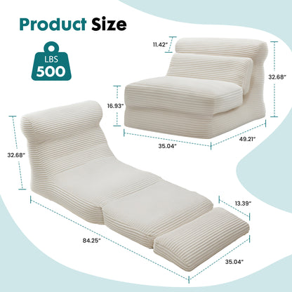 3-in-1 Folding Sofa Bed, Convertible Sleeper Sofa Chair with Memory Foam Mattress & Cushions - Space-Saving Bed/Lounge Chair for Small Spaces, Apartments, Dorms - No Assembly Required, Modern Floor Bed (Black/Dark Grey/ Grey)