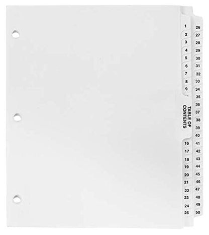Exhibitindexes® Numbered Dividers 1-50 Punched - AVE Style Bold Tabs - Side Collated Exhibit Tabs - Made in The USA | Letter Size - 1-50 - Sets