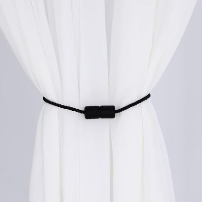 2 Pack Magnetic Curtain Tiebacks Modern Handmade Rope Curtain Tie Backs Decorative Drapes Holdbacks for Home Outdoor Bedroom Decorative Curtain (Black)