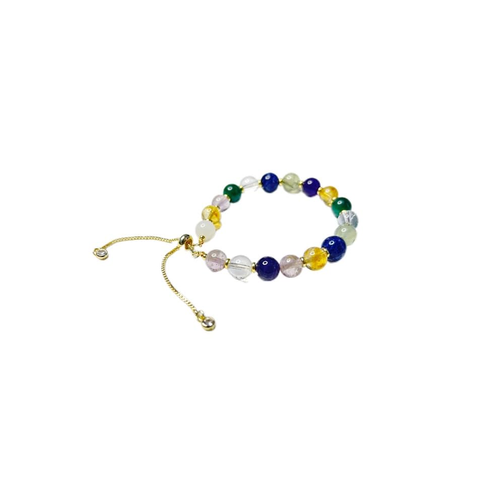 Zyh The ocean Natural Chakra Stones Bracelets Adjustable 8mm Gemstone 14K Gold Plated Bracelet Crystal Jewelry