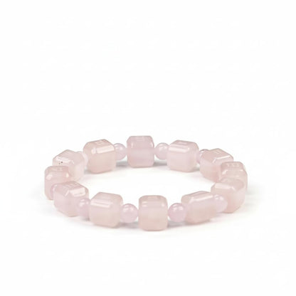 Rose Quartz Sugar Cube Healing Crystal Bracelet for Women – Love, Compassion, Emotional Balance, Stress Relief & Self-Love Energy Jewelry, Premium Gift-Box Included for Ready-to-Give Jewelry Gifts