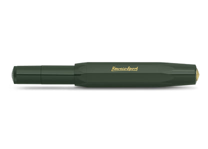 Kaweco CLASSIC SPORT Fountain Pen Green with 23 Carat Gold-Plated Steel Nib and Iridium Tip for Ink Cartridges I Sport Fountain Pen 13 cm I Nib: F (Fine)