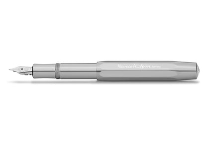 Kaweco AL SPORT Fountain Pen Raw I Premium Aluminum Reservoir Pen for Ink Cartridges 13 cm I Nib: B (Broad)