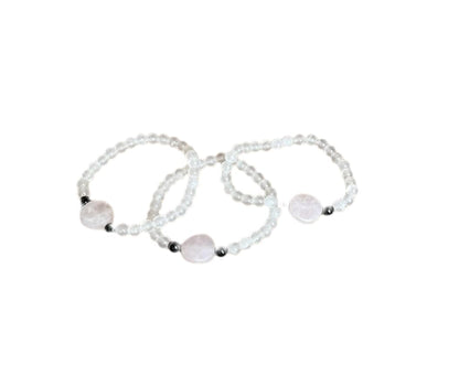Natural Rose Quartz, Onyx and Selenite Bracelet Boosts Self Acceptance, Womens Bracelet, healing bracelet, Gemstone Stretch Bracelet