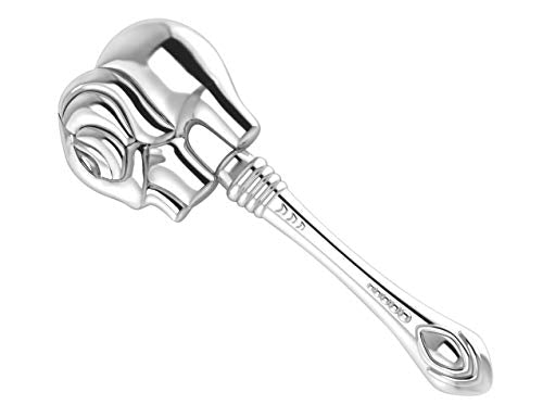 Krysaliis Elephant Baby Rattle for Boy and Girl, 925 Sterling Silver, Newborn Gifts for Babies 0-12 Months, Non-Tarnishing, Beautiful Box Packaging, Custom Engraving Available