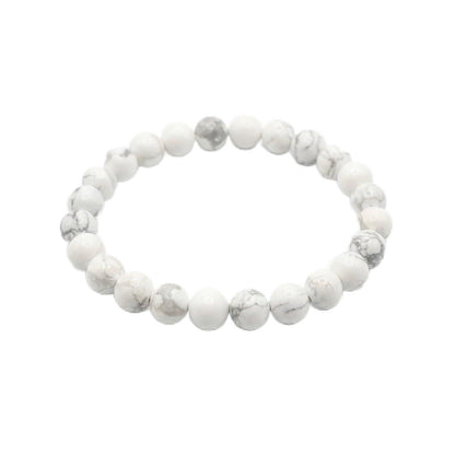 The Vida Handmade AAA+ Quality Crystal Stretch Elastic Bracelet - Nature Gemstone - Jewelry Gift - Holiday Gift - For Women & Men (Howlite)