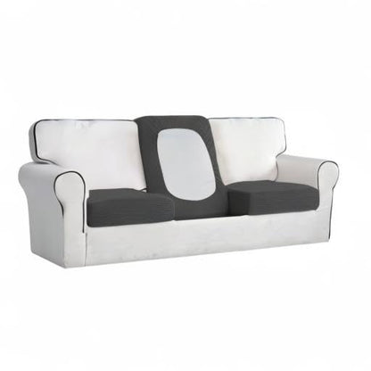 Easy-Going Stretch Individual Chair Couch Cushion Cover Sofa Cushion Furniture Protector Sofa slipcover Soft Flexibility with Elastic Bottom (3-Piece Sofa Cushion Cover, Dark Gray)