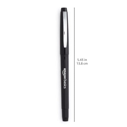 Amazon Basics Felt Tip Marker Pens, Black, Smooth Writing, for Writing, Drawing, Journaling and Note Taking, 24-Pack