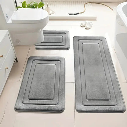 3-Pack Ultra Absorbent Bath Mats | Non-Slip Bathroom Rugs, Soft and Comfortable Polyester, Rectangle Shape, Machine Made, Universal Holiday Use