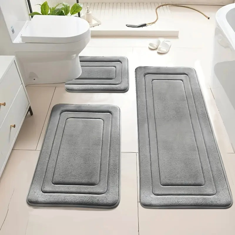 3-Pack Ultra Absorbent Bath Mats | Non-Slip Bathroom Rugs, Soft and Comfortable Polyester, Rectangle Shape, Machine Made, Universal Holiday Use