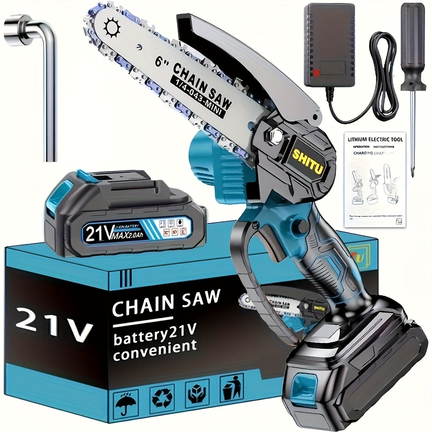 Mini ChainsawCordless, Lightweight & Portable Handheld Electric Tree Cutter with Splash Guard, Security Lock, Optional Rechargeable Battery, And Safe Trimming for Quick Cutting Of Tree Branches, Courtyard, Household, And Garden, Gifts for Man.pruning