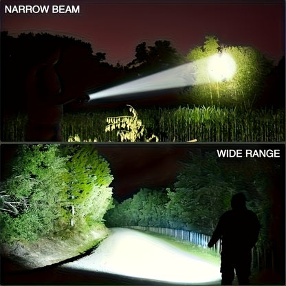 1pc Tactical LED Flashlight with Cob Side Lamp & Red/Blue Light - USB Rechargeable, 5-Mode Operation, Magnetic Base & Hanging Rope