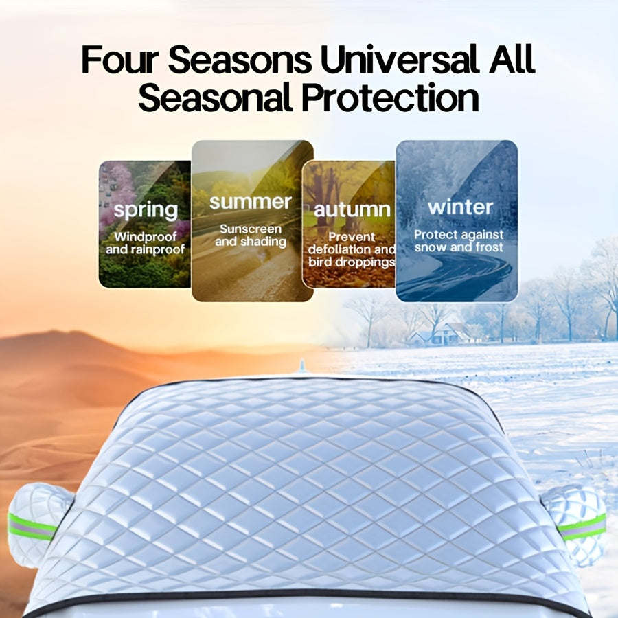 Car Windshield Snow Cover Protection, Windproof Sunshade Cover for Cars, Compact SUV Sunshade Cover, Protection for Snow Ice UV Frost, Wiper & Mirror Protector