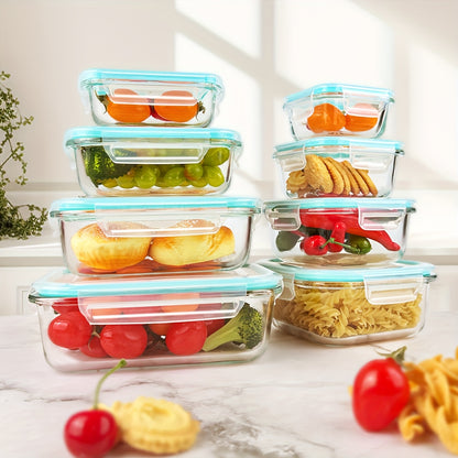 16pcs Sealed Glass Food Storage Containers, Lunch Boxes, Microwave Ovens, Ovens - Perfect For Salads, Fruits, Vegetables, And Sandwiches, Lunch Boxes | Sealed Storage | Durable Glass, Food Storage Containers (8 Lids+8 Containers)