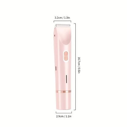 [2in 1 Bikini Trimmer] 2in 1 Rechargeable Bikini Trimmer for Women | Painless Body Razors And Facial Hair Remover for Bikini Leg Body Face Underarm, Cordless Body Shaver for Trip, Replaceable Lady Facial Razor, Mother& New Year's Day Gifts