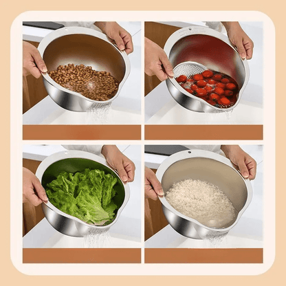 304 Stainless Steel Colander- Multi-Purpose Draining Basket for Vegetables, Fruits, Beans, Pasta& Rice- Durable Kitchen Tool for Effective Draining, Perfect for Home Cooking with Fine Mesh