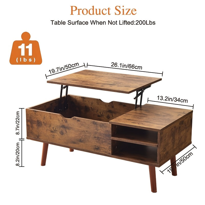 [Hidden Coffee Table] Elevating Coffee Table With Hidden Compartments | Suitable For Living Rooms, Offices, And Apartments, Dining Table With Open Compartments