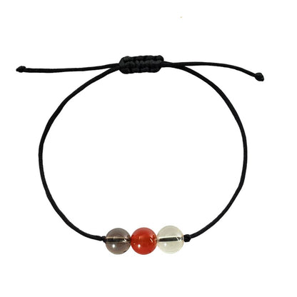 BOHO GARDEN Healing Crystal Bracelet for Good Luck - Spiritual Beaded Bracelet - 3 Real Natural Gem Stones, Adjustable 3-9.7” Rope - Gemstone Jewelry for Men, Women, Teens (13+) - 8mm Bead