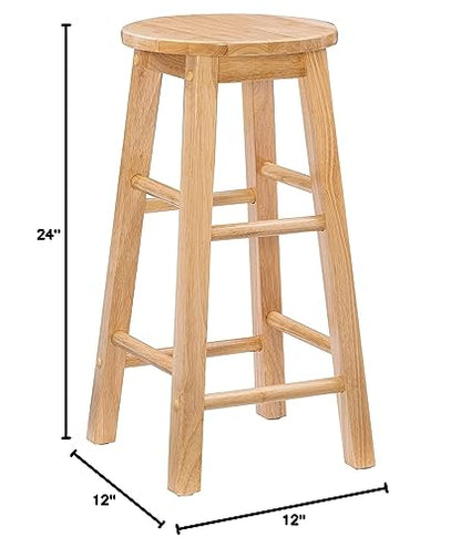 Linon Natural Barstool with Round Seat, 24-Inch
