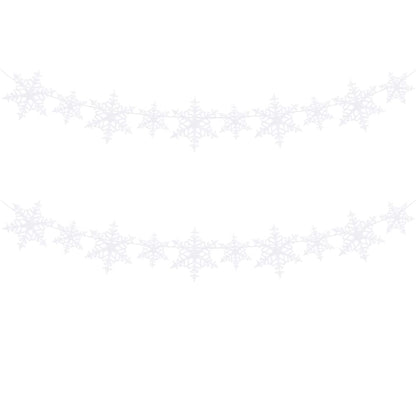 FAZHBARY White Snowflake Garland Felt Banner Winter Garland Snow Banner Christmas Snowflakes Holiday Party Decorations Pack of 2