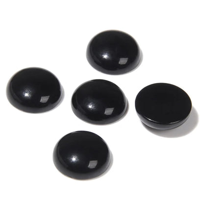 20pcs 12mm Natural Stone No Hole Black Agate Semicircle Smooth Cabochons Beads Healing Chakra Crystal Stone Bead for Jewelry Making Rings Earrings Necklace Bracelet DIY Crafts