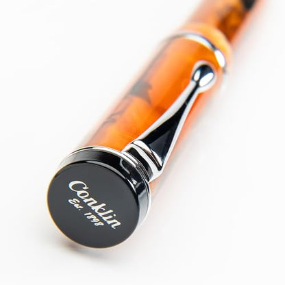 Conklin Duragraph Fountain Pen Amber - Broad Nib, Luxury Writing Instrument with Warm Amber Finish
