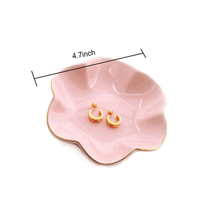 HANKOR 4.7 inch Small Ring Dish, Ceramic Jewelry Holder Tray, Pink Catch All Trinket Bowl for Keys Rings Earrings